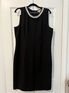 LOFT Black Pearl Embellished Sleeveless Sheath Dress Size 14